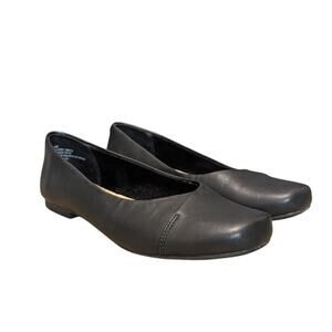 Korks Penelope Ballet Flats Black Vegan Leather Square Toe Kork-Ease Womens 8.5